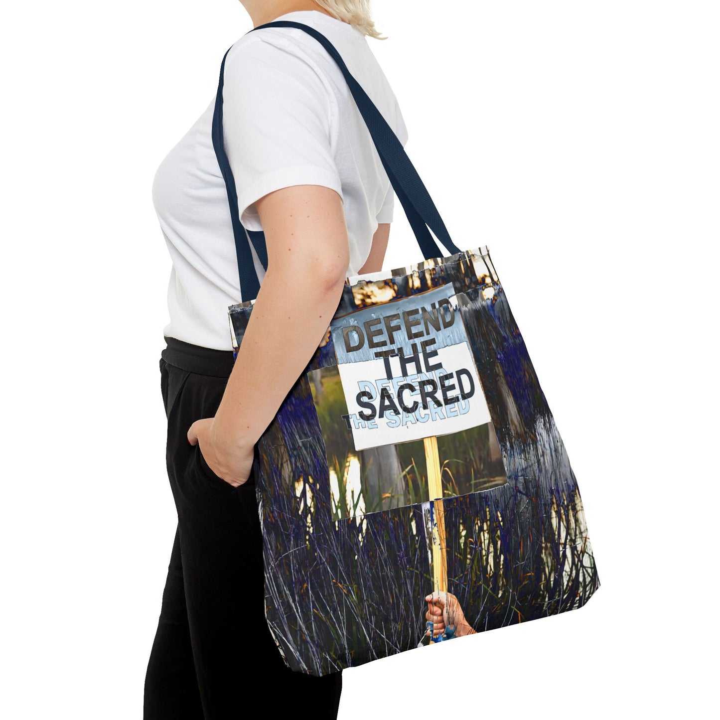 Defend the Sacred Tote Bag | Eco-Friendly Shopping Bag, Statement Bag, Gift for Activists, Inspirational Art, Reusable Canvas Bag