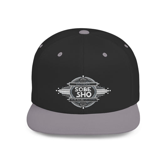 Flat Bill Snapback Hat — Distressed 'Sobe Sho' Badge Logo Cap