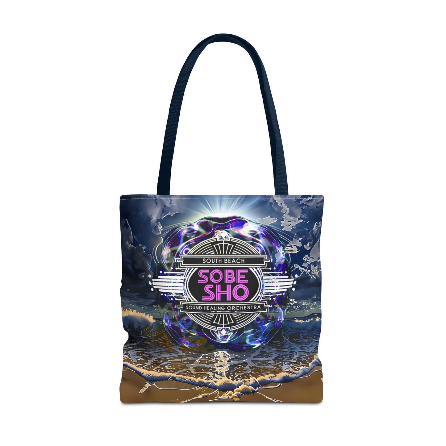 Sobe Sho Beach Wave Tote Bag — Neon Retro Logo All-Over Print