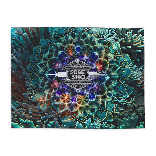 “Rest in Resonance” Arctic Fleece Blanket, collection from South Beach Sound Healing Orchestra x [dNASAb], Warm Decorative Throw, Ideal Gift for Sound healing sessions, guided meditations, breathwork, yogaColorful Coral Art