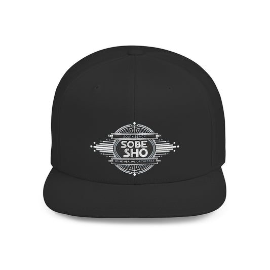 Flat Bill Snapback Hat — Distressed 'Sobe Sho' Badge Logo Cap