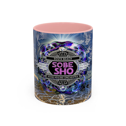 SOBE SHO Vintage Beach Logo Accent Coffee Mug — South Beach Orchestra Design