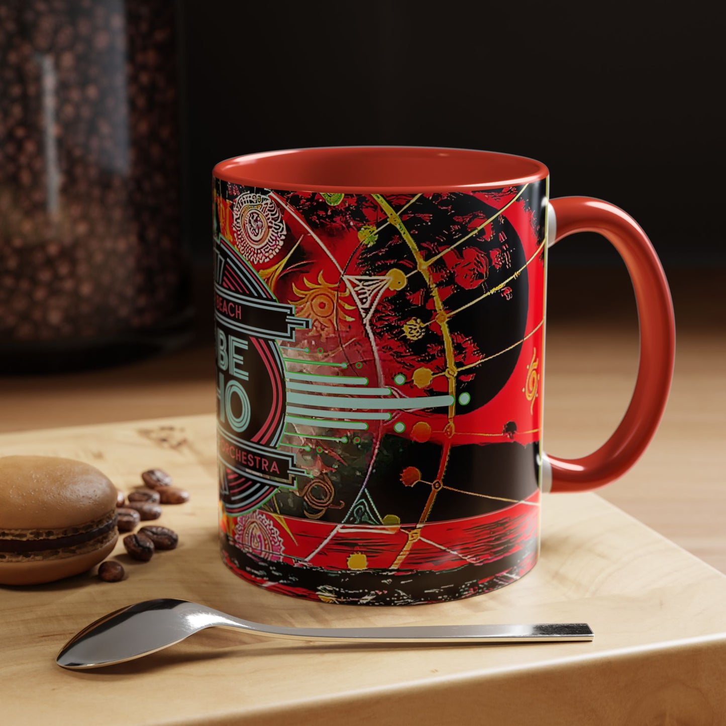 SoBe Sho Music Logo Accent Coffee Mug — Retro Neon South Beach Design