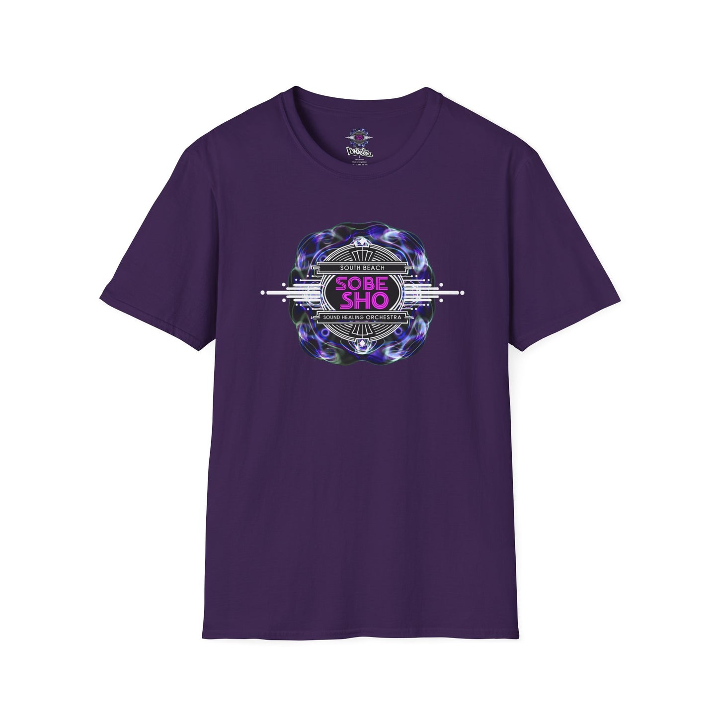 Retro Resonance Unisex Softstyle T-Shirt, Cosmic Vibe Graphic Tee for Soundhealing, Yoga, Mediation, Festivals, Music Lovers Tee