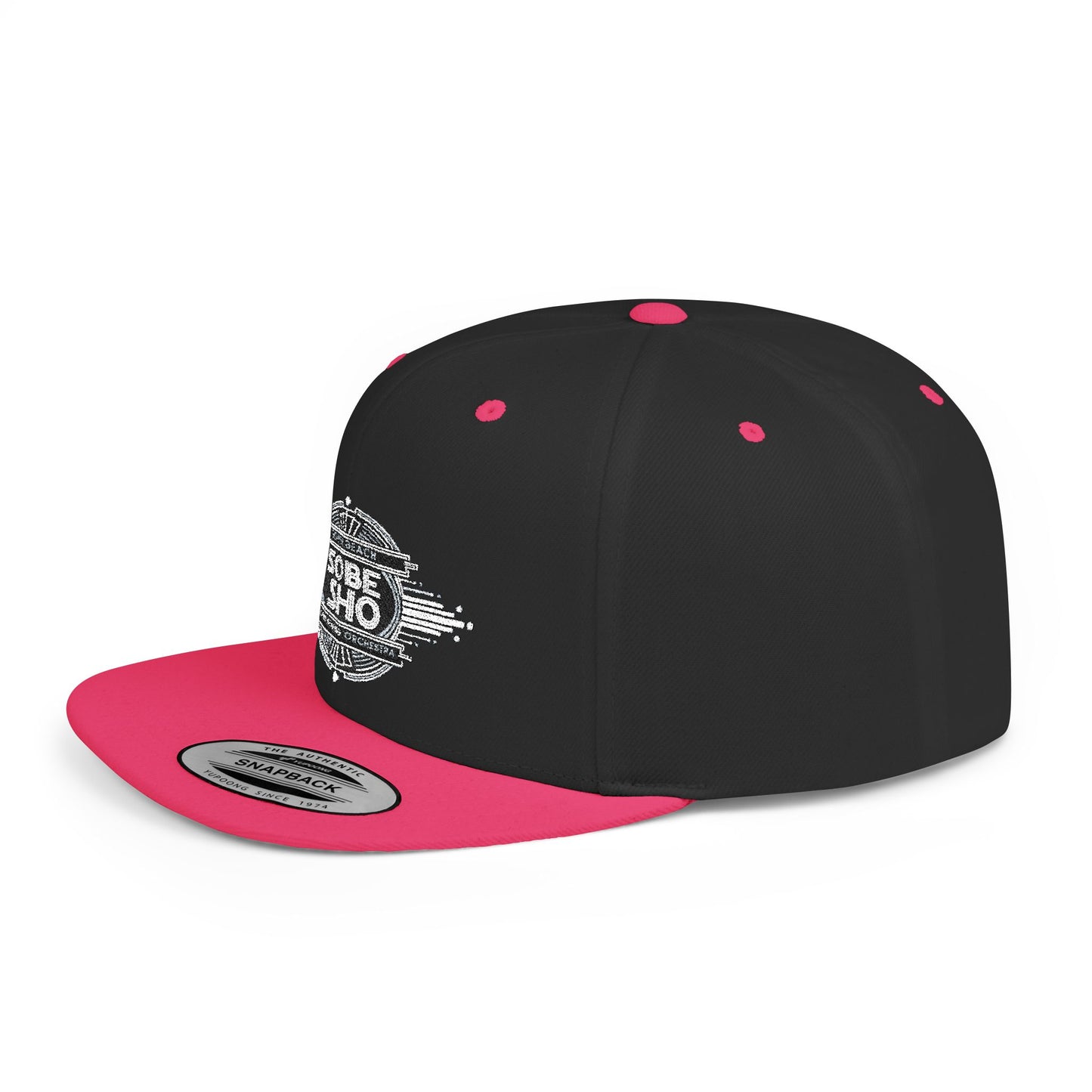 Flat Bill Snapback Hat — Distressed 'Sobe Sho' Badge Logo Cap