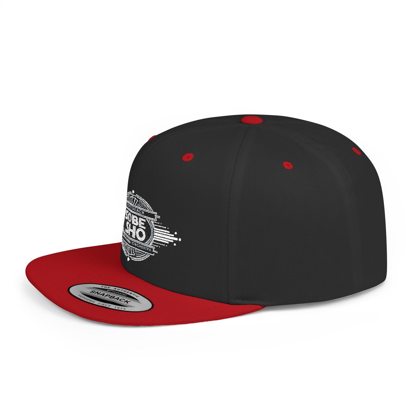 Flat Bill Snapback Hat — Distressed 'Sobe Sho' Badge Logo Cap