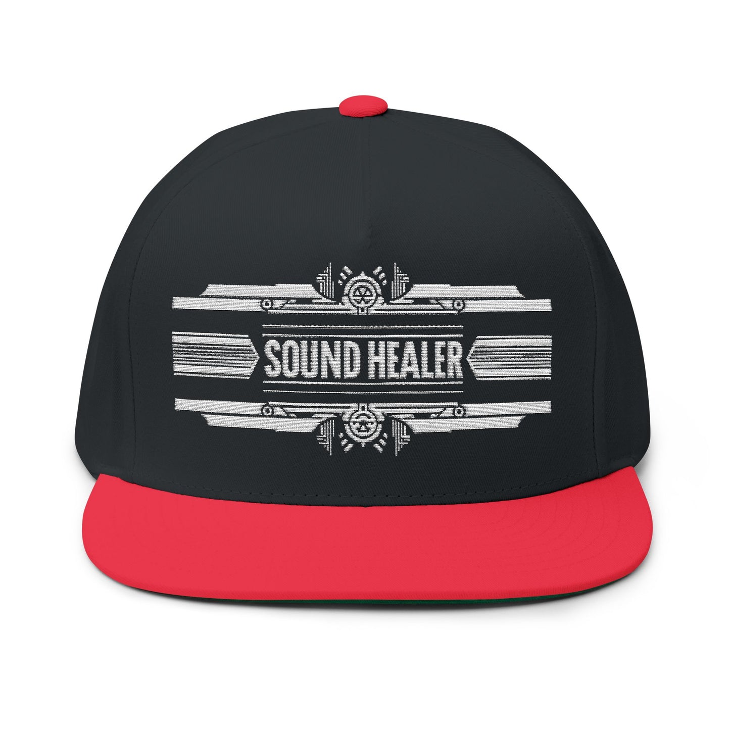 "Sound Healer" Stylish Flat Bill Cap, Embroidered Snapback Hat, Casual Headwear, Gift