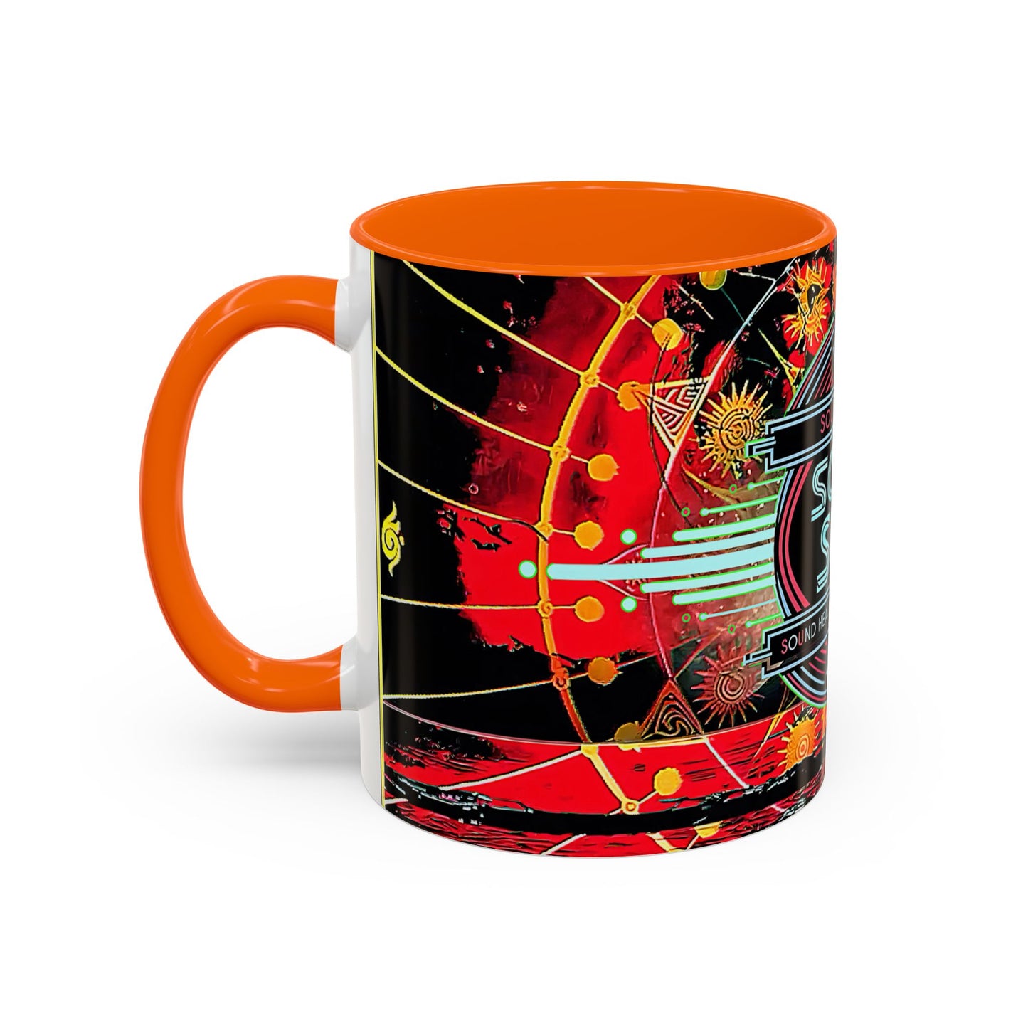 SoBe Sho Music Logo Accent Coffee Mug — Retro Neon South Beach Design