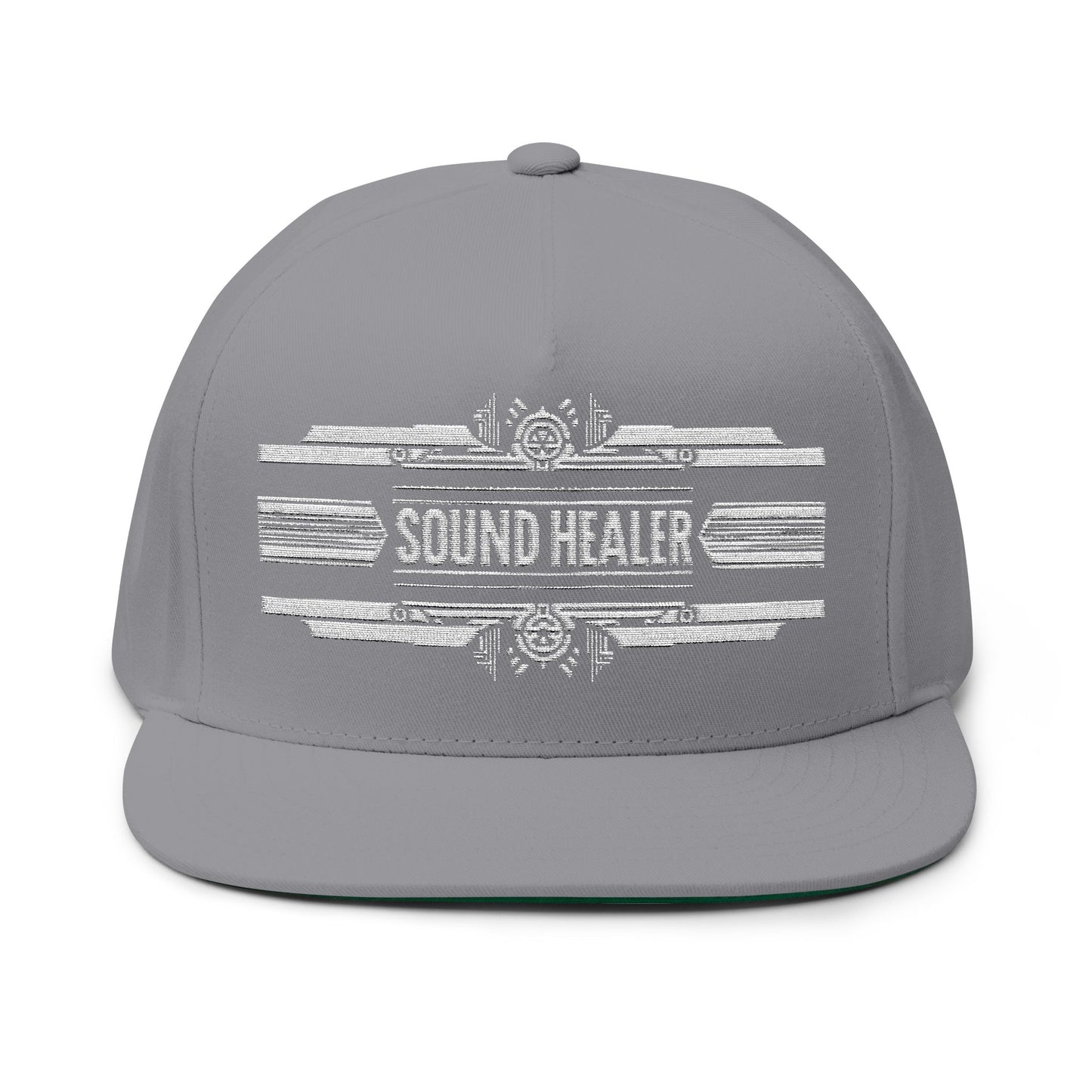 "Sound Healer" Stylish Flat Bill Cap, Embroidered Snapback Hat, Casual Headwear, Gift