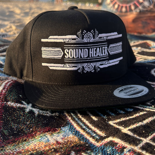 "Sound Healer" Stylish Flat Bill Cap, Embroidered Snapback Hat, Casual Headwear, Gift