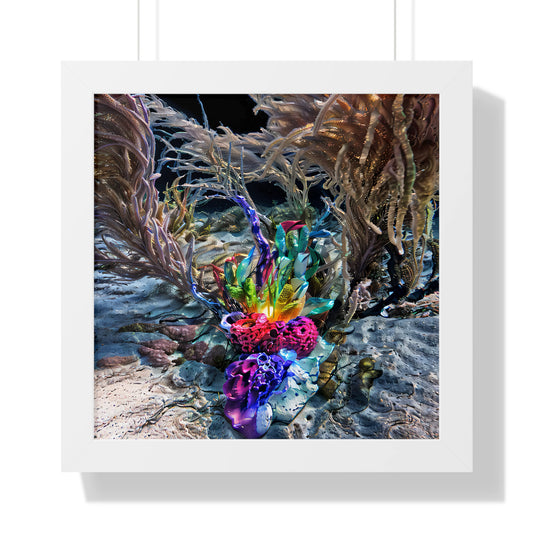 10_[dNASAb] “Faux Ecologies + Augmented Nature-verse #4A” (2024) – Framed Square Art Poster with Augmented Reality | AI-Trained Ocean Debris Sculpture Print