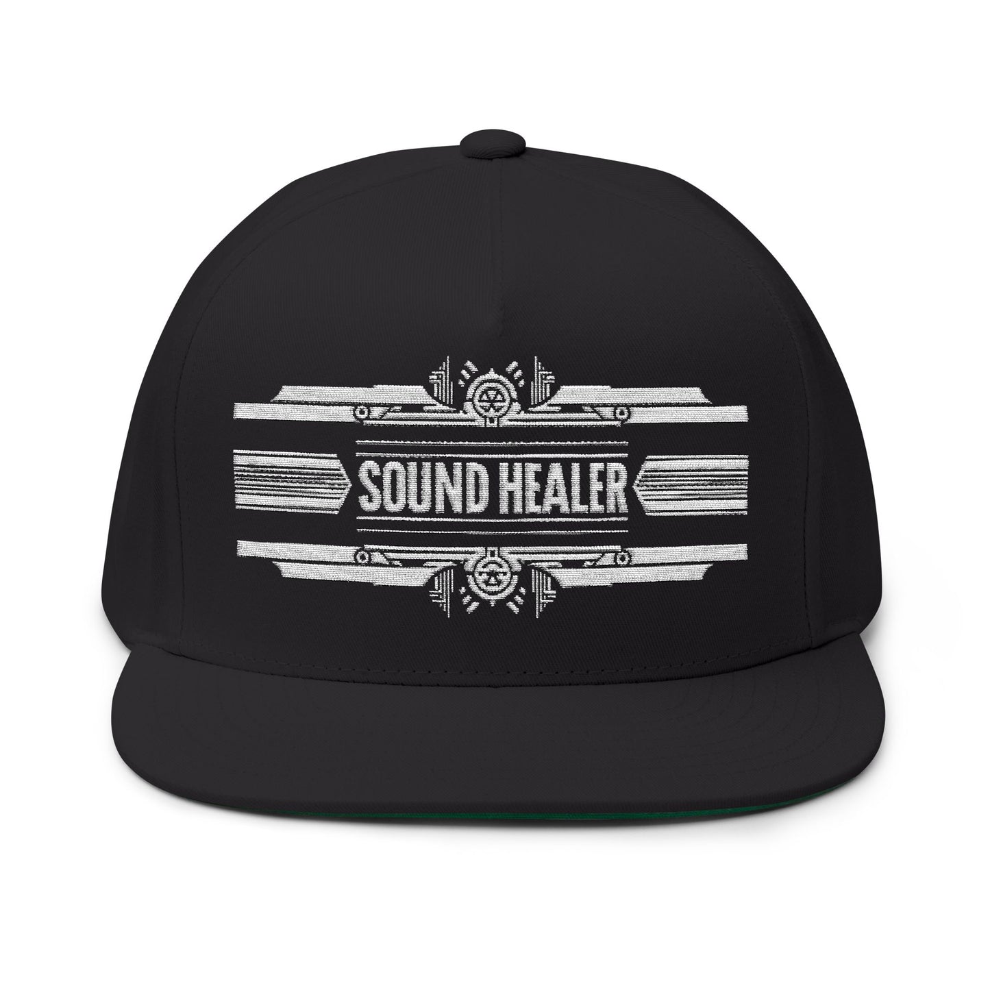 "Sound Healer" Stylish Flat Bill Cap, Embroidered Snapback Hat, Casual Headwear, Gift