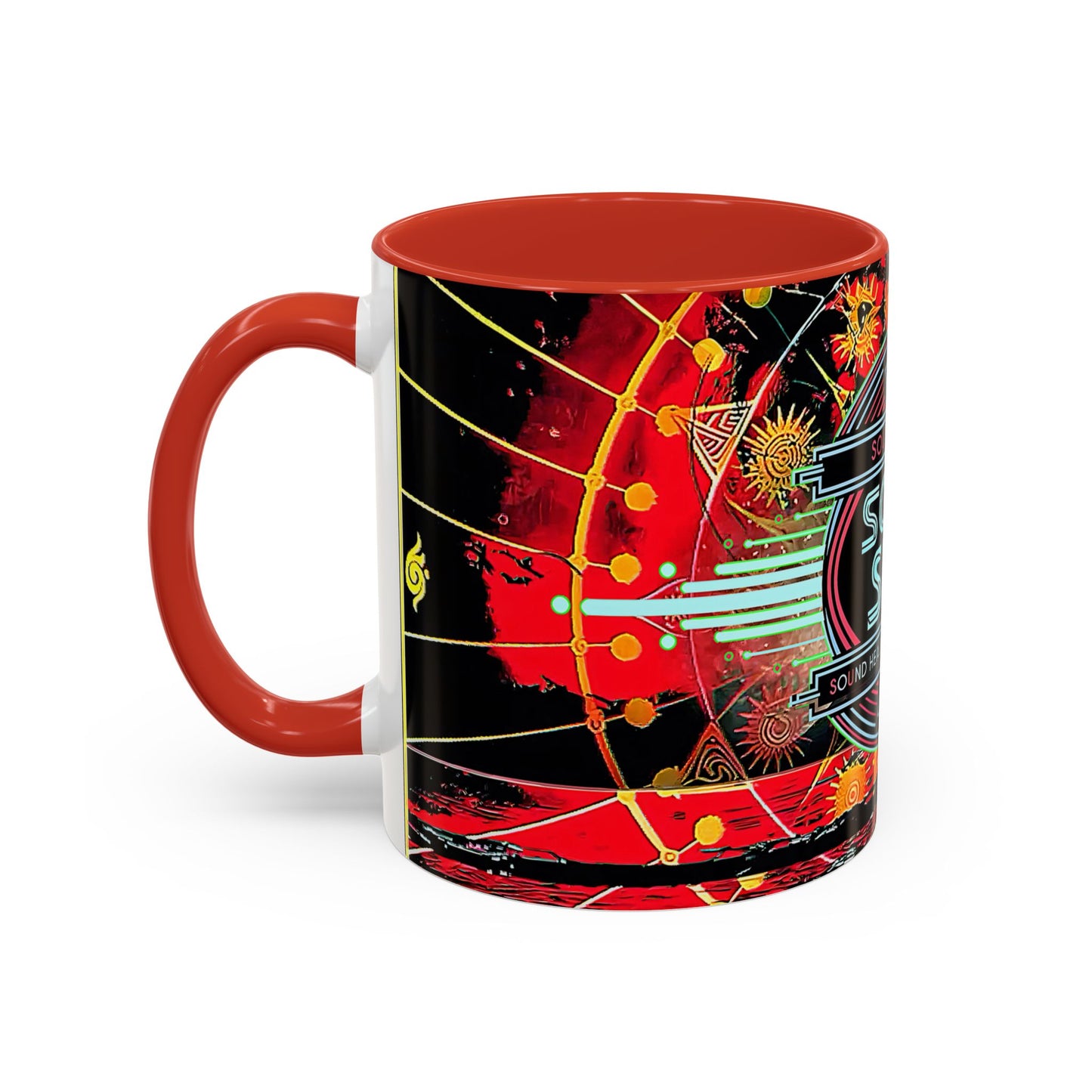 SoBe Sho Music Logo Accent Coffee Mug — Retro Neon South Beach Design