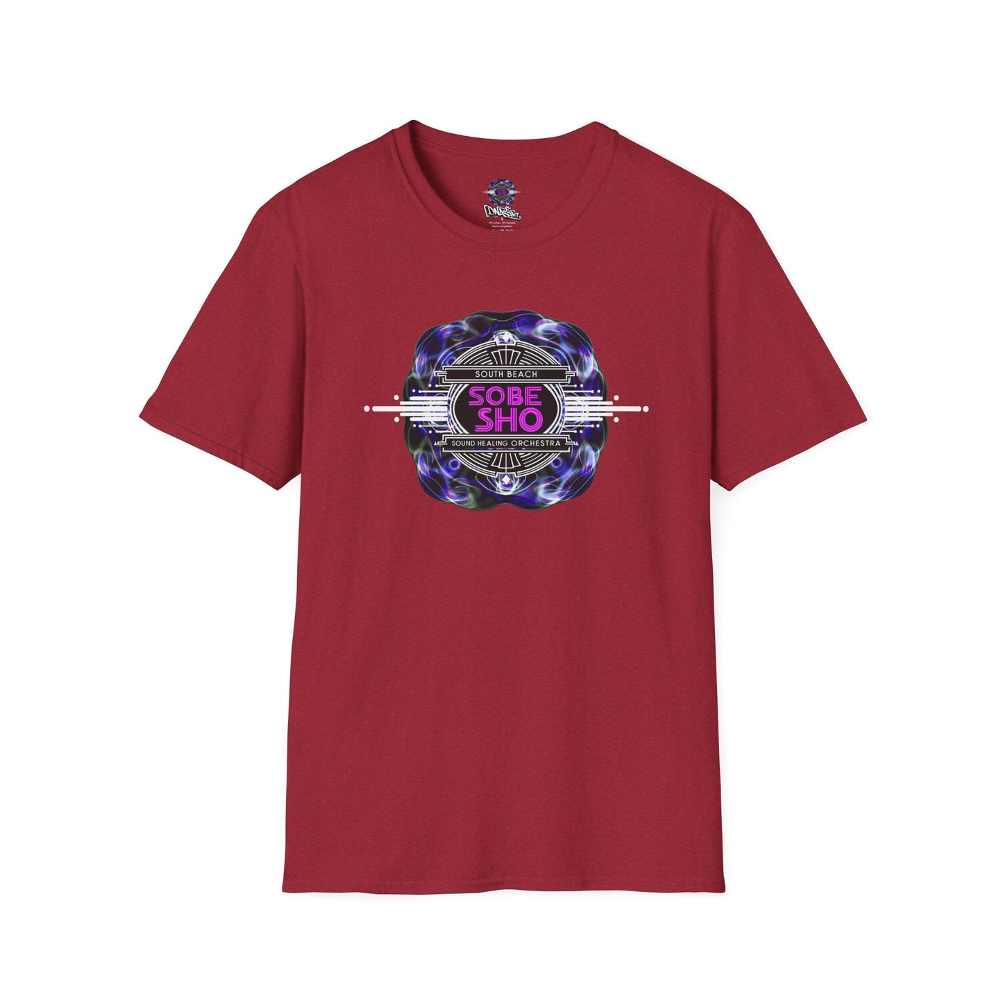 Retro Resonance Unisex Softstyle T-Shirt, Cosmic Vibe Graphic Tee for Soundhealing, Yoga, Mediation, Festivals, Music Lovers Tee