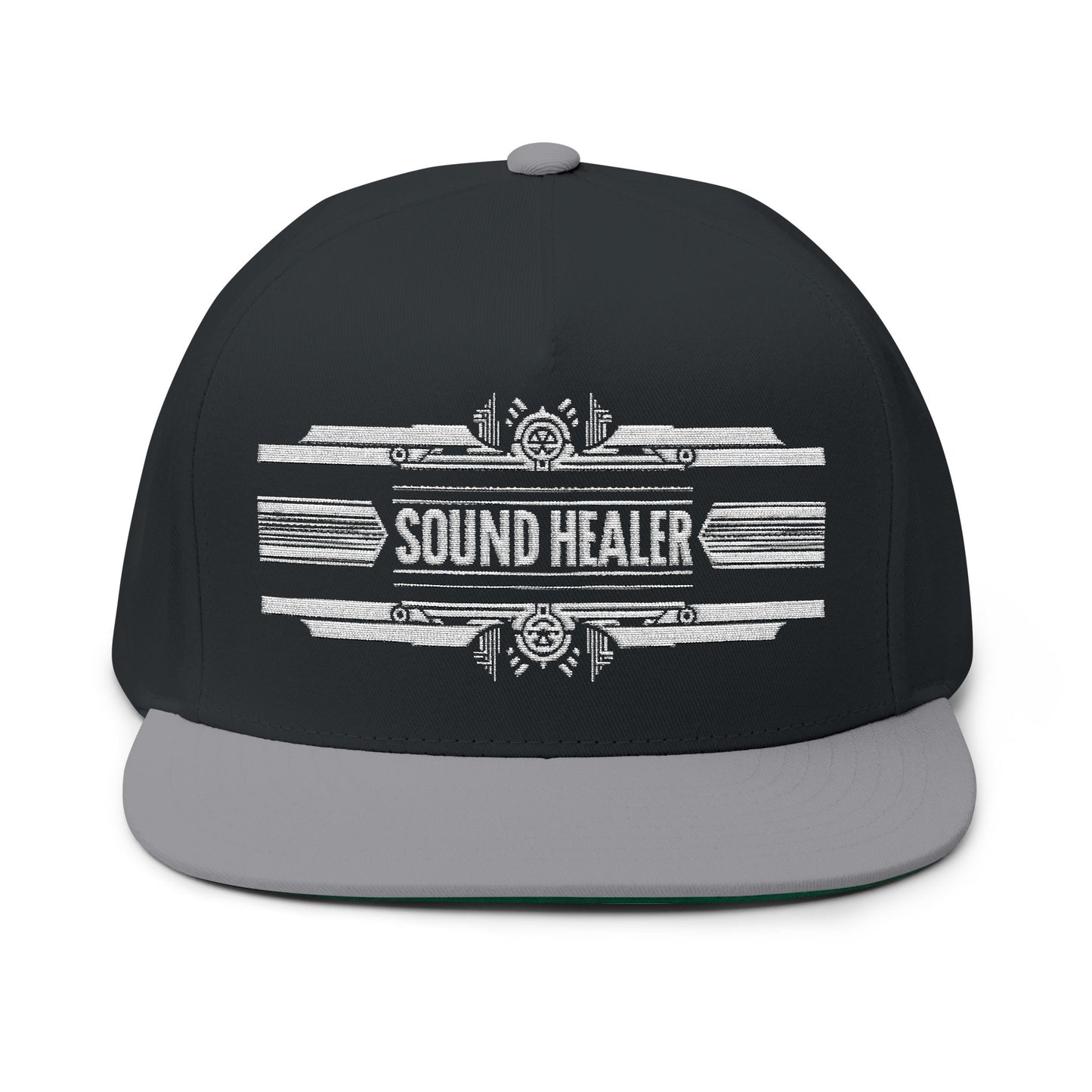 "Sound Healer" Stylish Flat Bill Cap, Embroidered Snapback Hat, Casual Headwear, Gift