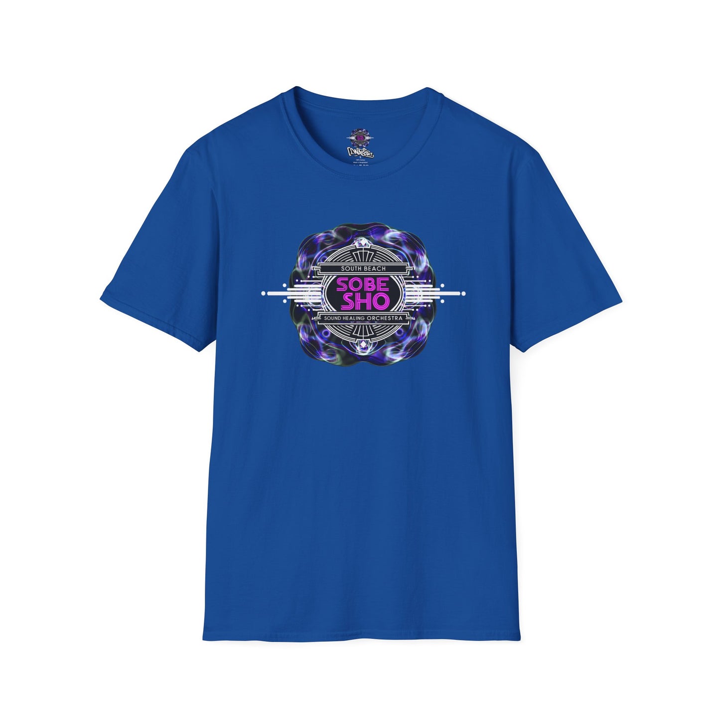 Retro Resonance Unisex Softstyle T-Shirt, Cosmic Vibe Graphic Tee for Soundhealing, Yoga, Mediation, Festivals, Music Lovers Tee
