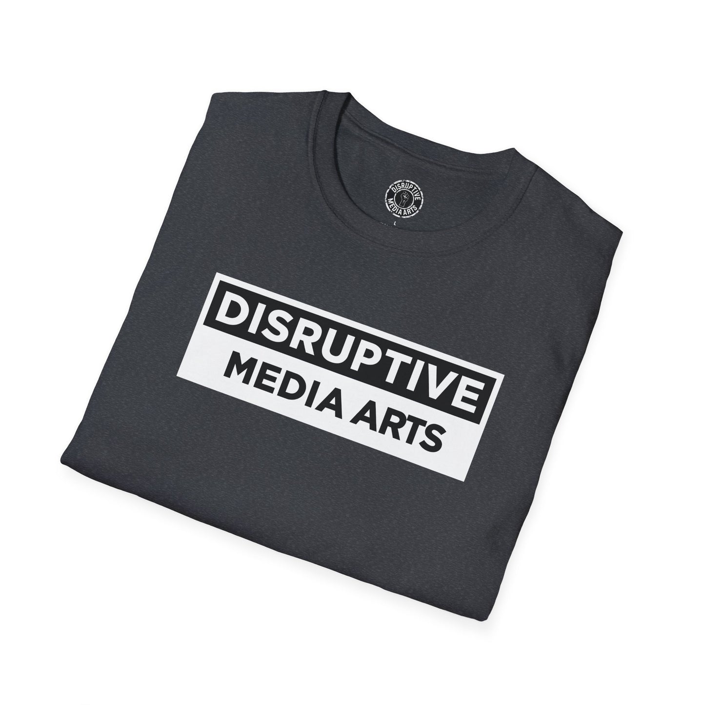 T-Shirt "Hands Off The Arts" Disruptive Media Arts™ Logo Tee – Signal Gear™ Core Uniform [Front + Back Print] Softstyle, Unisex Tee