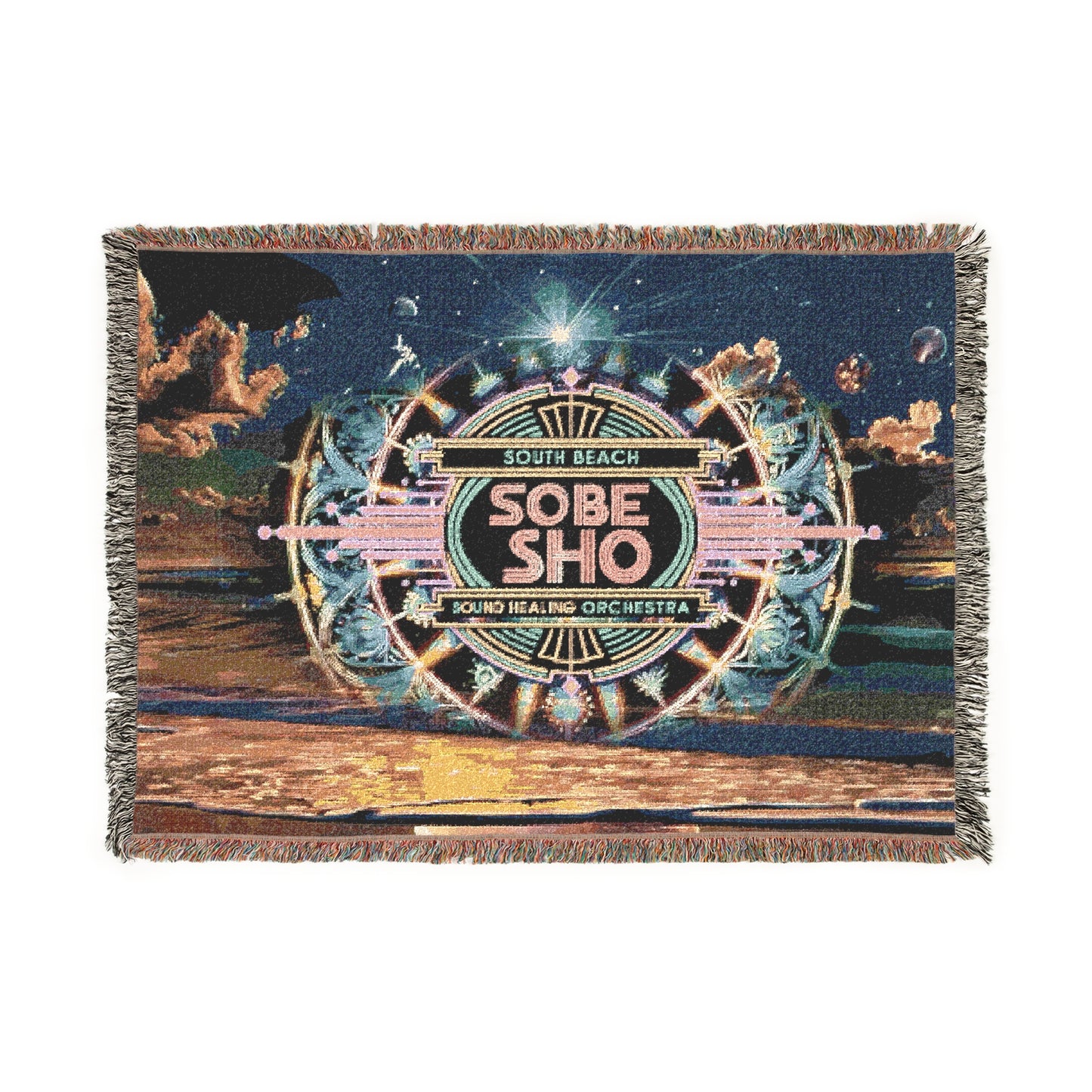 “Rest in Resonance” 100% Cotton, Colorful Woven Blanket, collection from South Beach Sound Healing Orchestra x [dNASAb], Warm Decorative Throw, Ideal Gift for Sound healing sessions, guided meditations, breathwork, yoga