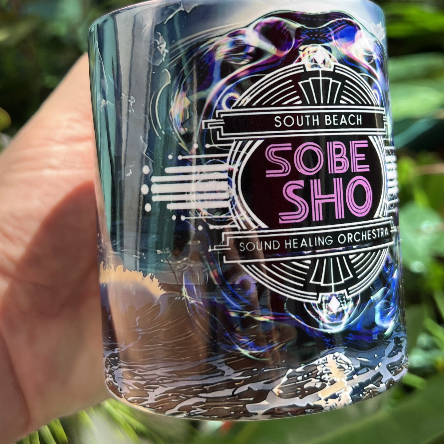 SOBE SHO Vintage Beach Logo Accent Coffee Mug — South Beach Orchestra Design