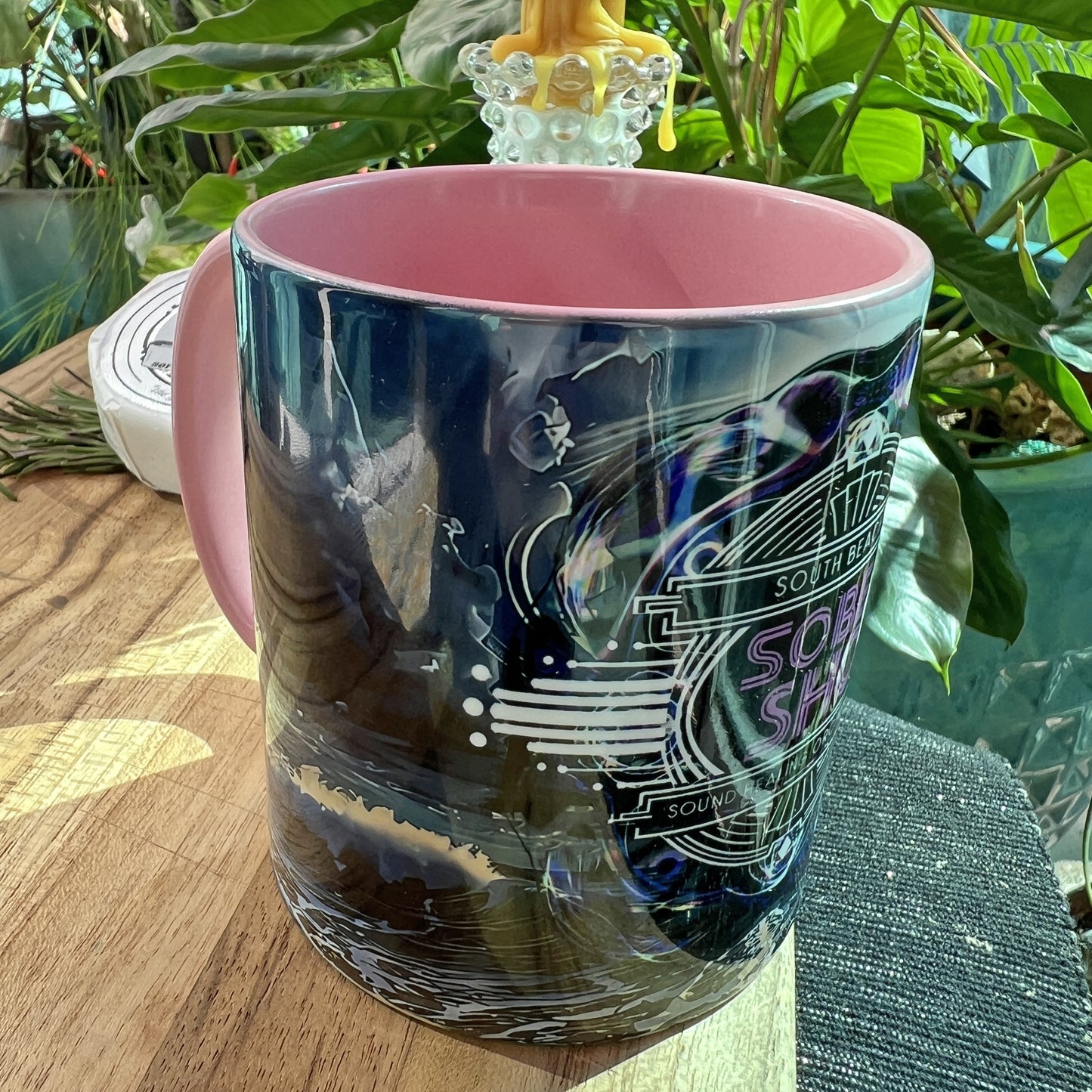 SOBE SHO Vintage Beach Logo Accent Coffee Mug — South Beach Orchestra Design