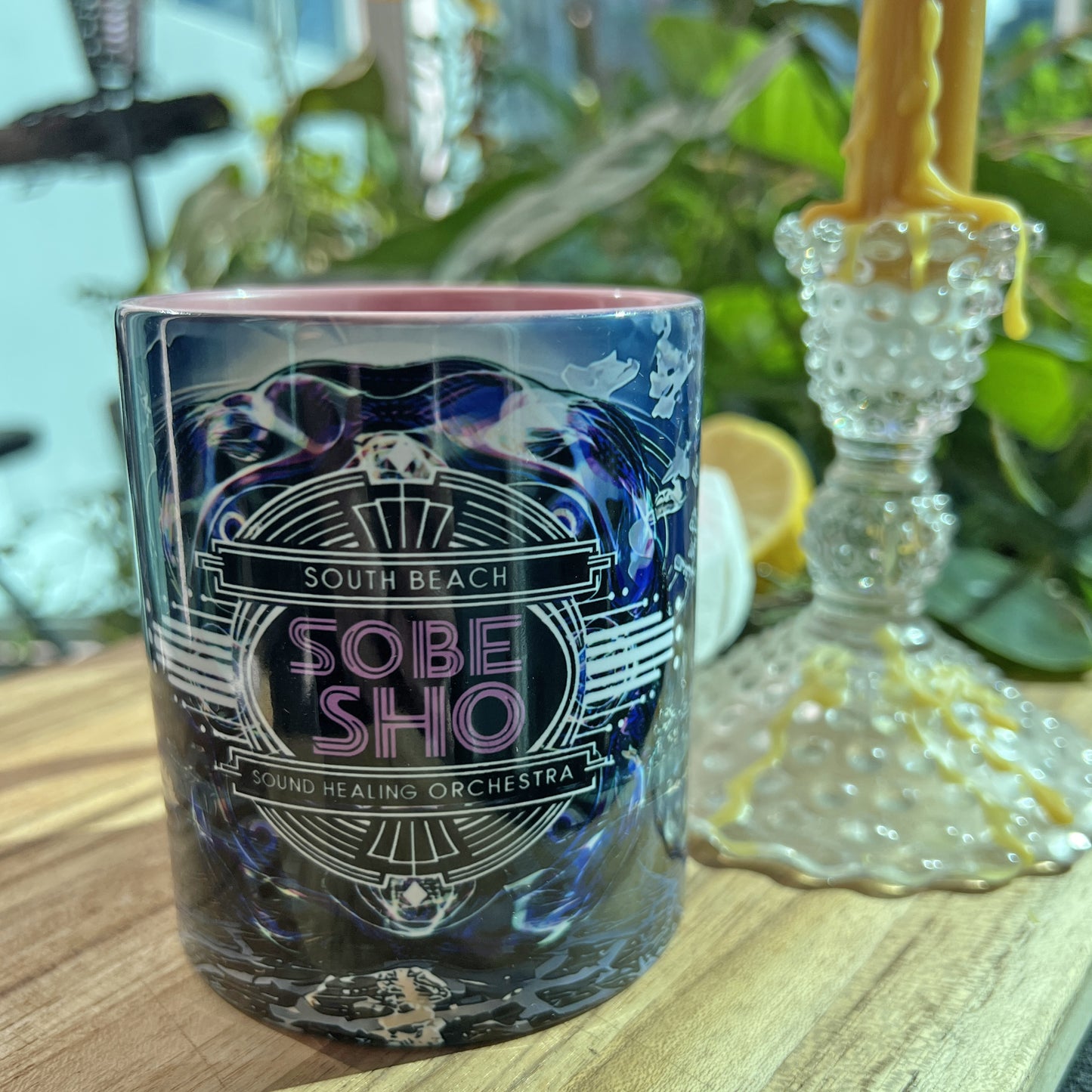 SOBE SHO Vintage Beach Logo Accent Coffee Mug — South Beach Orchestra Design