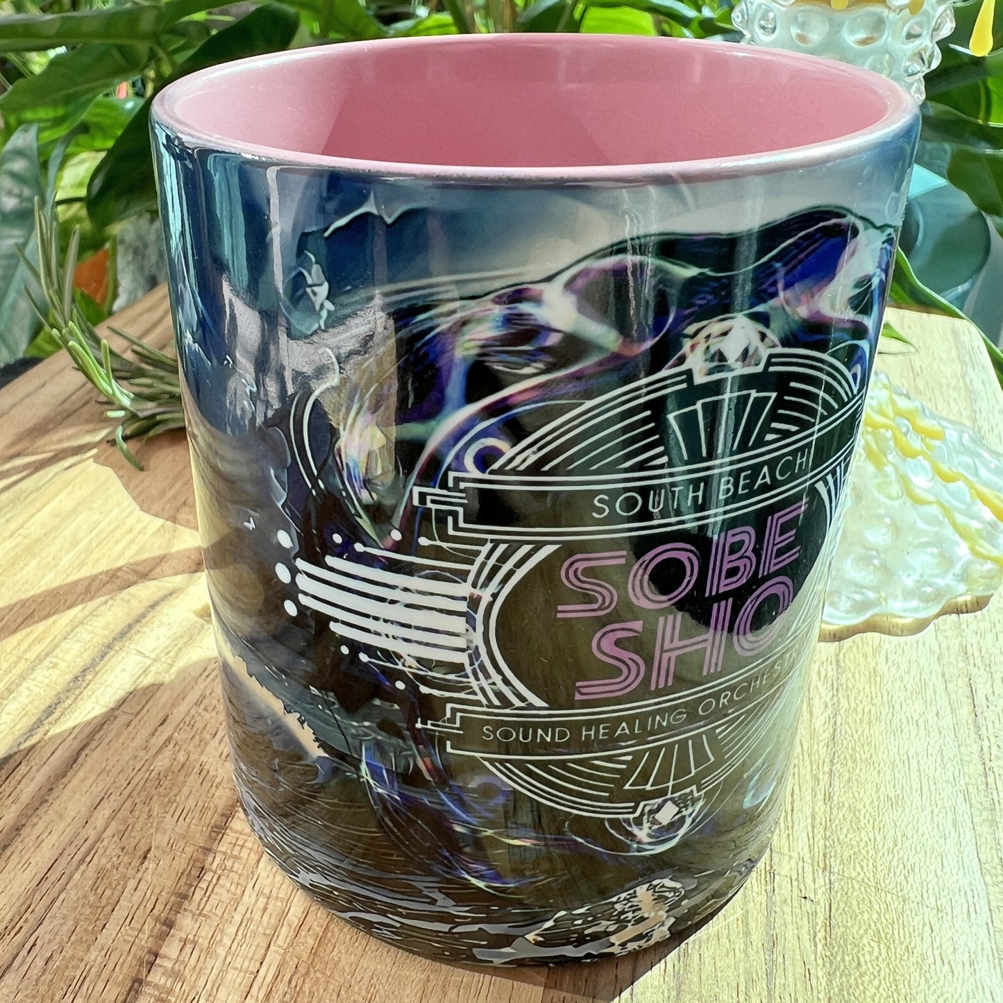 SOBE SHO Vintage Beach Logo Accent Coffee Mug — South Beach Orchestra Design