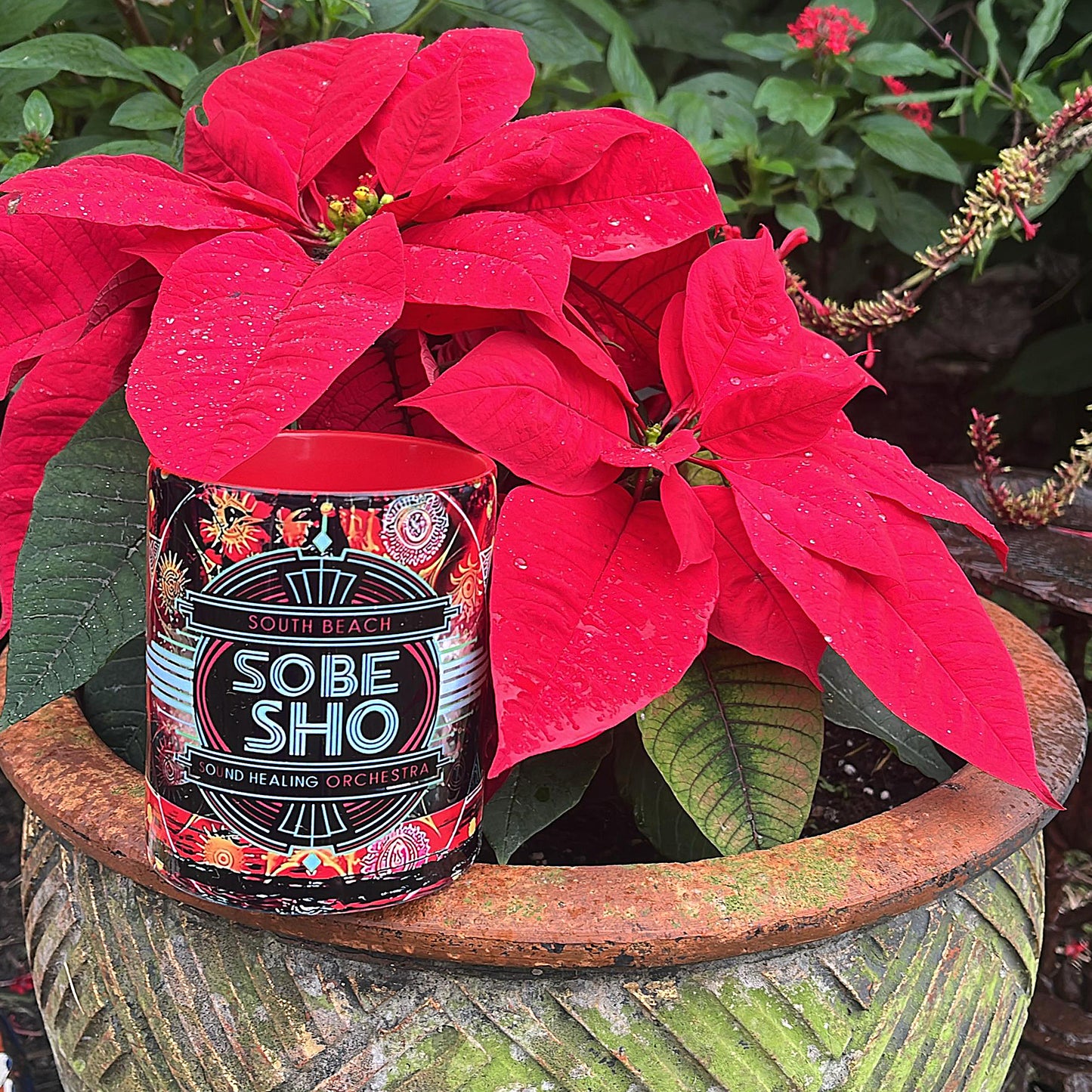 SoBe Sho Music Logo Accent Coffee Mug — Retro Neon South Beach Design