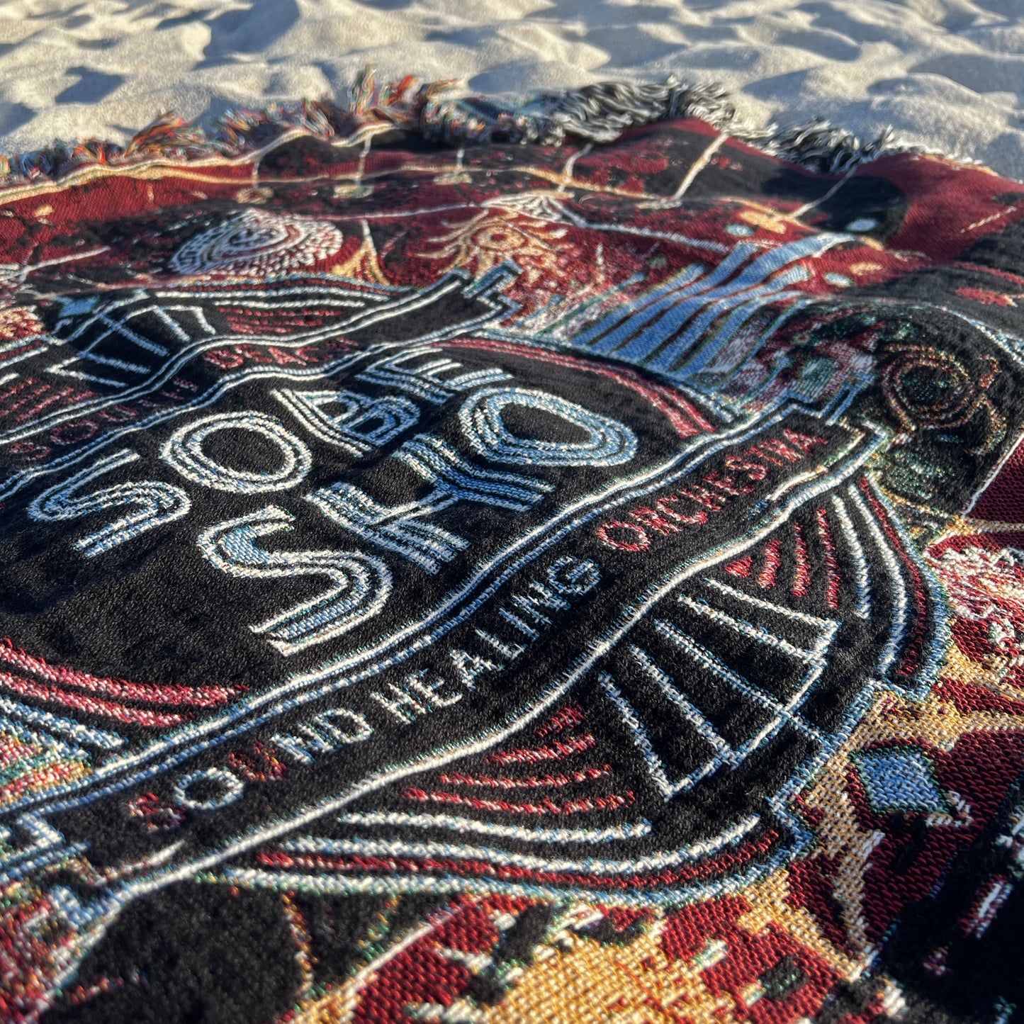 Art Deco 'Sobe Sho' Woven Blanket “Rest in Resonance” 100% Cotton, Colorful Woven Blanket,A Soft Landing for Sound Healing, Meditation, and Restorative Rituals