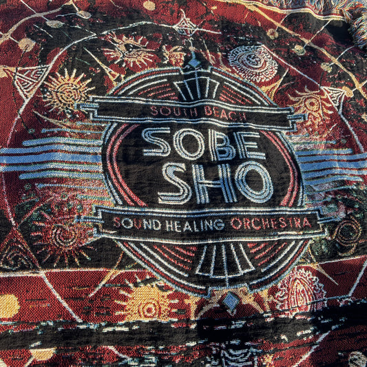 Art Deco 'Sobe Sho' Woven Blanket “Rest in Resonance” 100% Cotton, Colorful Woven Blanket,A Soft Landing for Sound Healing, Meditation, and Restorative Rituals